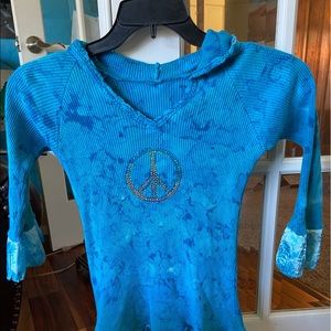 EUC girls blue tie dye dress with hood sz 7/8